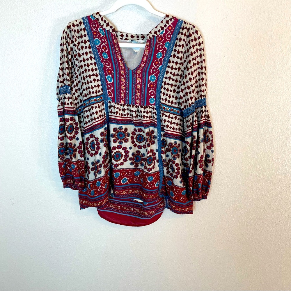 Sundance Floral Peasant boho embroidered blouse 100% cotton
